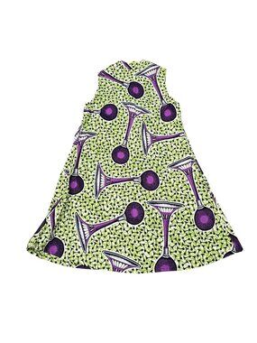 Zuri Women’s Green Purple African Print Cotton Shirt Dress Pockets Size XS